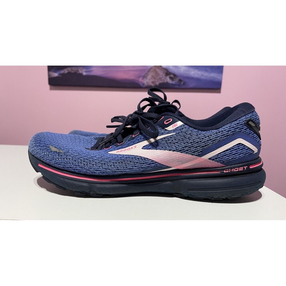 Brooks Sneakers Ghost 15‎ Women 11 Blue Peacoat Pink Athletic Running Shoes